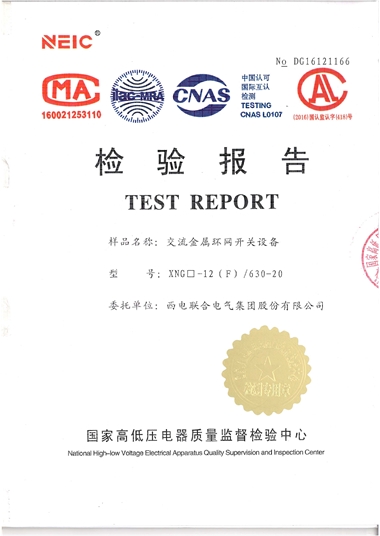 XGN-12/630A 環(huán)網(wǎng)開關設備（檢驗報告）